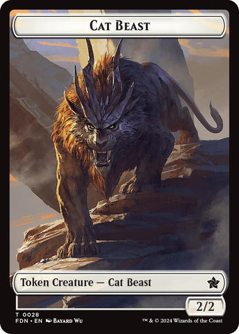 Cat Beast // Dragon (0017) Double-Sided Token [Foundations Tokens]